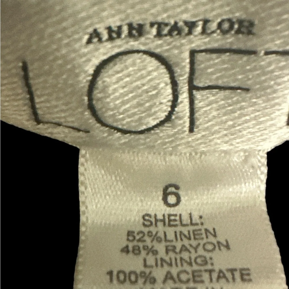 Ann Taylor Loft Gray‎ Linen Blend Skirt Sz 6 Excellent 20 inch length
